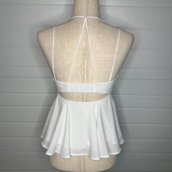 Express White Strappy Peplum Blouse – Small - Picture 3 of 4